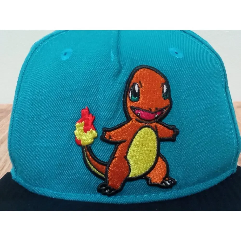 Pokemon Charmander Snapback Hat Youth Cap Blue Turquoise One Size Ajustable